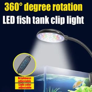 OUTOPEN 5/7W Fish Tank Clip Lamp 360-degree Mini Aquarium Plant Light Practical USB Power Clip on Aquarium Light Home Decorations