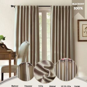 ผ้าม่าน สีเบจ ผ้าม่านหน้าต่าง ผ้าม่านประตู ม่านกั้นห้อง ผ้าม่านตาไก่ ✅สั่งตัดได้ทุกขนาด✅ กันแสง กันUV ผ้าม่านBlackout  ผ้าหนาทิ้งตัวสวย