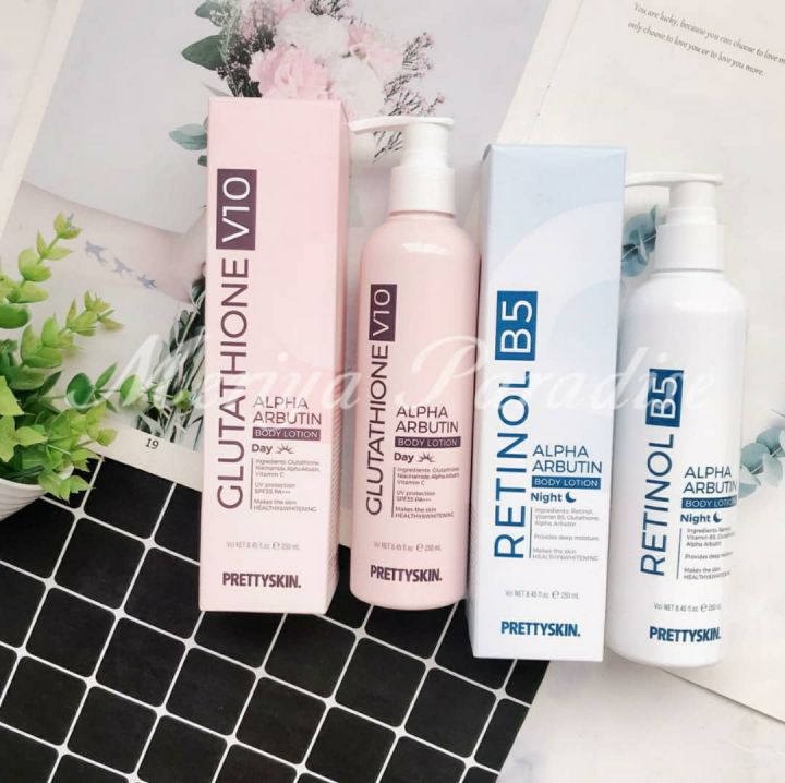 Prettyskin Glutathione V10 Body Lotion / Retinol B5 Alpha Arbutin  Body Lotion 250ml Sun Protection Body Lotion - Lazada | Lazada