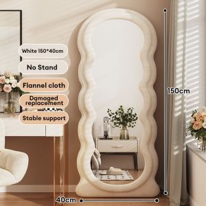 FairCraft Aesthetic Full Body Mirror Wave With Support Frame Floor Standing Mirror Bedroom Dressing Mirror