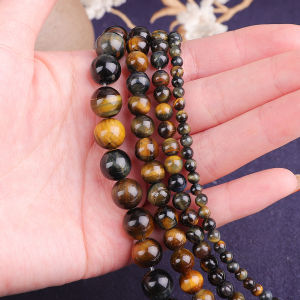 Natural Stone Round Beads 4/6/8/10/12MM Yellow Blue Tiger Eye Beads For Jewelry Making DIY Couple Bracelet Necklace