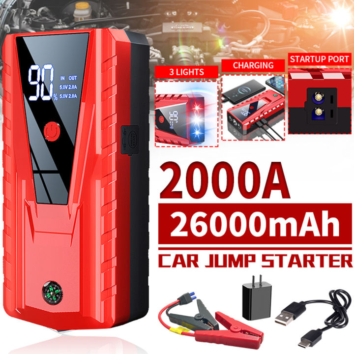 【Ready Stock】Car Jump Starter 2000A Peak Battery Jump Starter Portable Battery Booster Power Pack 12V Auto Jump Box USB Quick Charge