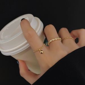 MQJEWELRY Korean Style 3 Piece Korean Style Gold Tassel Not Fade Ring Set Cincin Set Murah 韩国新款ins潮气质流苏三件套戒指女时尚设计感满钻食指戒