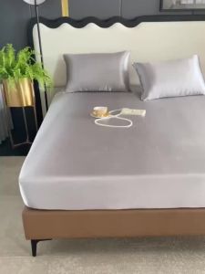 Ice Silk Bed Sheet Queen Size Three Piece Set Full Coverage Bed Sheet Soft Breathable Cool In Summer