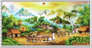 Tranh gạch 3D làng quê đẹp