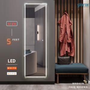 (GLOREX🇲🇾) 5ft x 1.6ft LED (BROKEN FREE RESEND) Skrin Sentuh Premium Cermin Dinding Bilik / Premium LED Touch Screen Full Body Length Mirror Wall Mounted & Hanging Bedroom/ Changing Room    [In Stock & Fast Delivery]