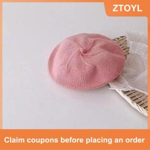 【ZTOYL】 หมวกเบเร่ต์ถักแฟชั่นสำหรับเด็ก หมวกเบเร่ต์ถักสีทึบสำหรับฤดูใบไม้ร่วงและฤดูหนาว