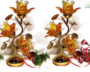 Đèn thờ thủy tinh thắp điện 3 bông bóng LED sử dụng với ban thờ Thần Phật Gia tiên