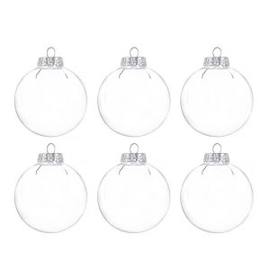 RGFV 6Pcs Fillable Clear Plastic Christmas Ball PET 6/8/10cm Plastic Bauble Christmas Tree Hanging Pendant Transparent Xmas Tree Hanging Ornaments New Year