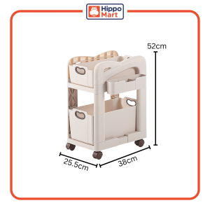 HippoMart Storage Rack with Wheels | Trolley Shelf | Multipurpose Movable Organizer | Under Desk Trolley