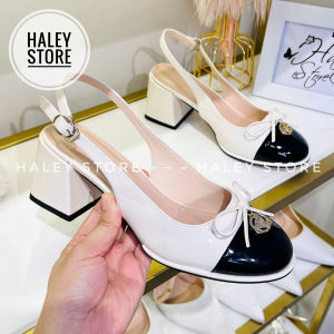 Giày marry nơ khóa HALEY STORE cao gót 6cm mũi tròn đính nơ có khóa gót vuông quai cài tiểu thư cô dâu đi tiệc đi chơi