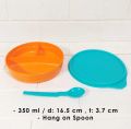 Tupperware Kiddos Bowl with Spoon 350ml 1pc Satuan dengan sendok hang on spoon tempat bekal anak wadah nasi sayur dengan sekat 3 350 ml bawa bekal anak makanan buah lucu imut  bagus awet praktis murah promo diskon go green lolly tup pink hijau orange ungu. 