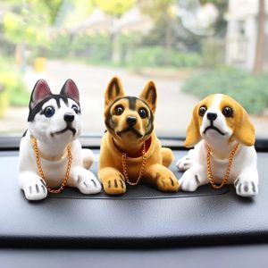 SADSAF Home Furnishings Car Ornament Dashboard Decoration Husky Beagle Shepherd Simulation Car Dog Nodding Puppy Doll Car Dog Ornament Shake Head Dog