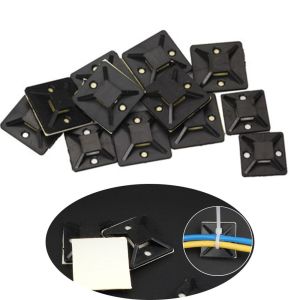 XHLXH 100pcs Black Mount Wall Holder Car Cable Holder Self Adhesive Cable Tie Base Zip Tie Base Removable