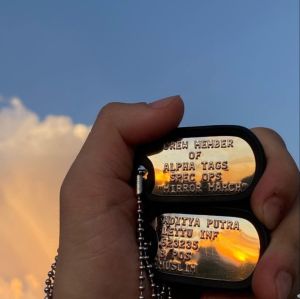 Kalung militer custom Dogtags Dogtag Glossy super poles cermin Mirror MARCH