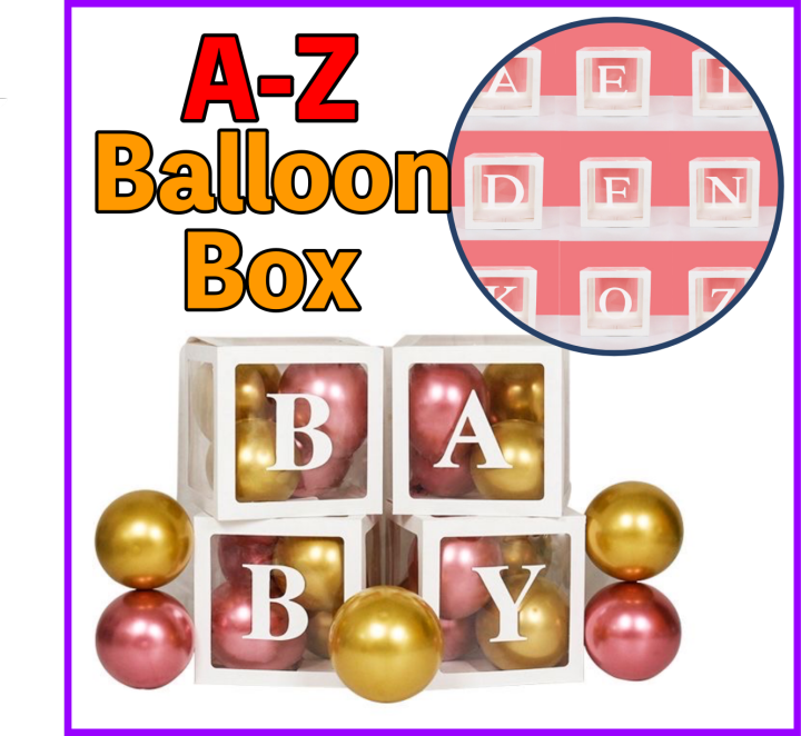 AZ DIY Transparent Balloon Box Birthday Wedding Custom Name Balloon Box Birthday Party Supplies
