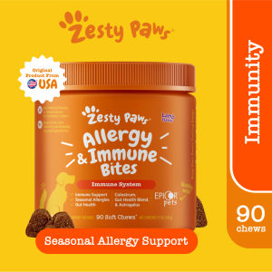 Zesty Paws Allergy & Immune Bites for Dogs Immune System [รสเนื้อแกะ] (แบบนุ่ม 90 เม็ด) (หมดอายุ:02/2027)