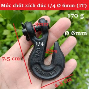 Móc Chốt Xích Đúc Đen 1/4 Ø 6mm (1T) Bằng Thép Chốt Khóa Rời Phụ Kiện Liên Kết Dây Xích Và Dây Buộc Hàng