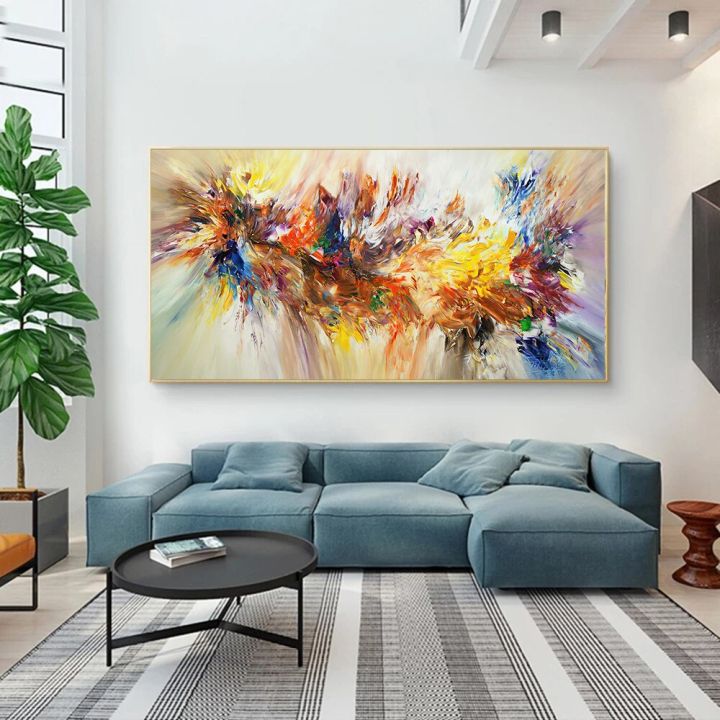 Large Abstract Painting Art Colorful Bloom Flower Poster Canvas For Living Room Wall Decorative Pictures Home Decor 1pcs Wooden Inner Framed Or Frameless Black Aluminum Alloy Lazada