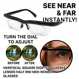 2 In 1 Adjustable Focus Glasses Easy To Look Far And Near Anti-Blue Light -6D To 3D Diopters Japan Authentic Half Frame Glasses