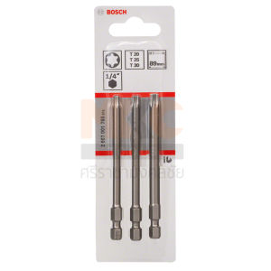 Bosch ดอกไขควง หัวท็อกซ์ Ex T20T25T30 ขนาด 89มม. (3ชิ้น/1แพ็ค) เซต