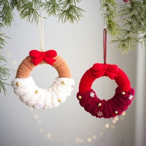 ERMENLED Soft Texture Christmas Ornaments Plush Material Wreath Shape Xmas Wreath Reusable Christmas Tree Decor Xmas Party