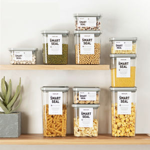 Airtight Food Container with Knob Switch Leakproof Kitchen Storage Box for Cereals Grains Milk Powder Candies Chips