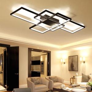 TOMAX 90CM Aluminum Modern Design Ceiling Lights for Living Room Chandelier Celing Light Dining Room Decor Bedroom Dim Lights White/Black Ceiling Lamp Fixtures