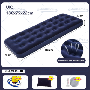 Kasur Angin Termasuk Bantal/Kasur Angin Queen Biru Kasur Tiup Air Bed Queen Size Paket Air Bed Double Kasur Angin Single/Air Bed Single/Kasur Angin Portable/Kasur Angin BESTWAY Semua Ukuran Single Twin Double Queen King - Kasur Tiup/Kasur Camping Lipat