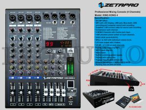 MIXER AUDIO 4 CHANNEL ZETAPRO KINGKONG 4 / KINGKONG4 / KING KONG 4 / KINGKONG-4 USB BLUETOOTH SOUNDCARD GARANSI ORIGINAL