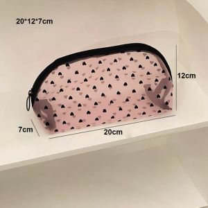 INEXTIN Trong suốt hình trái tim Túi lưới trang điểm Đen/Hồng Di động Túi đựng mỹ phẩm cho nữ Chất lượng cao Đa chức năng Túi đựng đồ vệ sinh cá nhân cho nữ