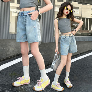 กางเกงขาสั้นเด็กgirlsกางเกงยีนส์ กางเกงยีนขาสั้น มีกระเป๋า แฟชั่นฤดูร้อน 7-12 ปี