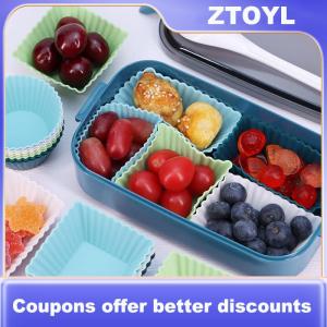 【ZTOYL】 12pcs Reusable Silicone Cupcake Baking Cups Non-Stick Muffin Liners Molds Sets Bento Lunch Box Dividers Pastry Cake Molds