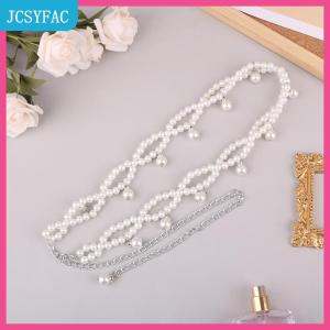 JCSYFAC Phụ nữ thanh lịch vành đai Ngọc Trai Chuỗi Thắt lưng đàn hồi khóa chuỗi ngọc trai vành đai phụ kiện quần áo nữ