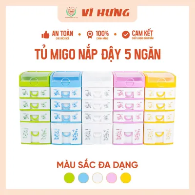 Tủ Nhựa Mini Để Bàn 3/4/5 Tầng - Hộp Tủ Nhựa Để Bàn Làm Việc - Nhựa Vĩ Hưng 9164 9165 9166 - xanh lá
