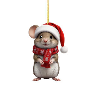 [COD] New Christmas Ornament 2D Acrylic Christmas Mouse Pendant Christmas Tree Decoration Party Santa Claus Hanging Decoration