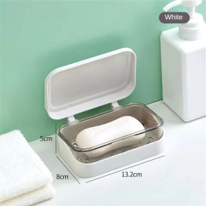 SyokSyok Bekas Kotak Sabun Dengan Tudung Sabun Kalis Habuk Pemegang Pinggan Sabun Tahan Lama  Soap Box Container With Lid Dustproof Soap Dish Holder Durable Soap Case