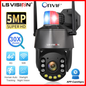 LS VISION 5MP WIFI/4G SIM CCTV Camera 30X Optical Zoom Outdoor Waterproof Wireless Security Cameras Humanoid Tracking Two Way Audio PIR Night Vision PTZ Camera Support Protocol Access NVR
