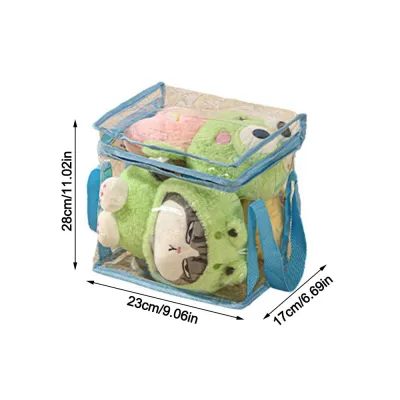 CANGMOTION PVC Toy Storage Box Multifunctional Large Capacity Transparent Doll Organizing Bag Portable Waterproof Collection Container