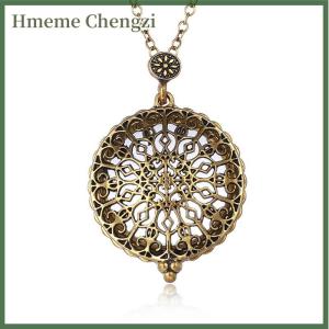 Hmeme Vintage Chain Magnifying Glass Hot Necklace Pendant Grandma Gift Metal Magnifier