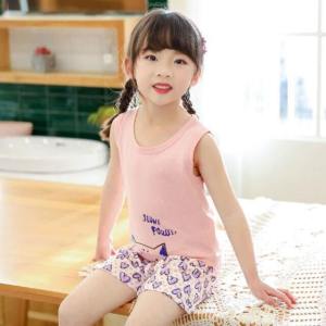 35New Teens Baby Girl Pajamas Summer Short Sleeved Childrens Clothing Sleepwear Cotton Pyjamas Sets For Kids 4 6 8 10 12 14 Years