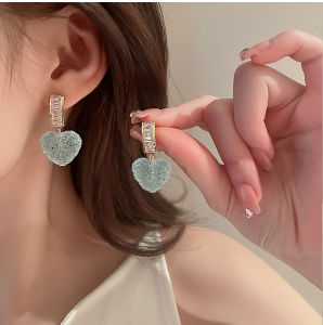 Frascati Korean Fashion Crystal Heart Hoop Earrings For Women Girls Delicate Zircon Party Sweet Jewelry Gifts