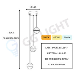 Light Luxury Pendant Lamp Duplex Villa Staircase Chandelier Simple Restaurant Living Room Nordic Creative Glass Meteor Shower Crystal Ball Long Chandelier