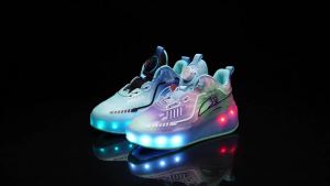 Women 2-Wheel Roller Skates Fashion Girls Sneakers With Wheels Retractable Dual-purpose Kids Skating Sports Shoes2026