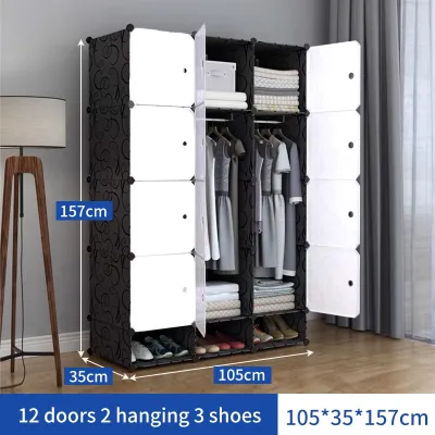 Trove DIY Wardrobe Multifungsi Pakaian Kabinet Dapat Dilepas Plastik Lemari Pakaian