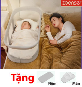 Nôi Ngủ Chung Giường Trẻ Em gấp gọn Zbenser 4in1 đa năng chắn giường nôi di động với không gian rộng rãi kèm nệm và màn chống muỗi