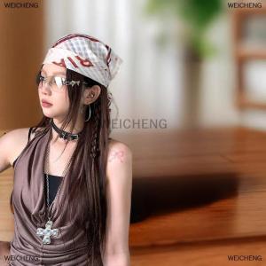[COD] WEICHENG Fashion Y2K Retro Leopard Print Hair Scarf Spicy Girl Punk Hip Hop Headscarf Hair Accessories Streetwear Small Square Scarf