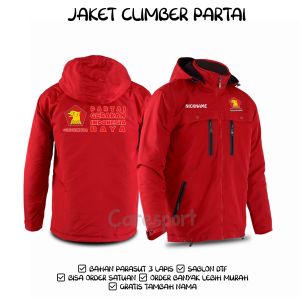 JAKET CLIMBER GERINDRA TERBARU / JAKET PARTAI GERINDRA / JAKET TEBAL TAHAN ANGIN SEMI WF BAHAN PARASUT
