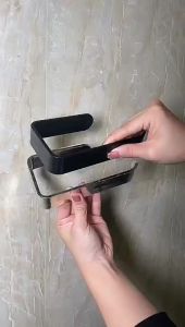 WH Convenient Wall Self Adhesive Plastic Paper Towel Storage Rack - Multipurpose Space Saving Kitchen Bathroom Tissue Organizing Shelf