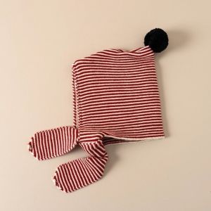 FLYING Ear Protection Children Hooded Scarf Caps Thick keep Warm Stripe Hooded Scarf Caps Soft Kids Stripe Hat Winter